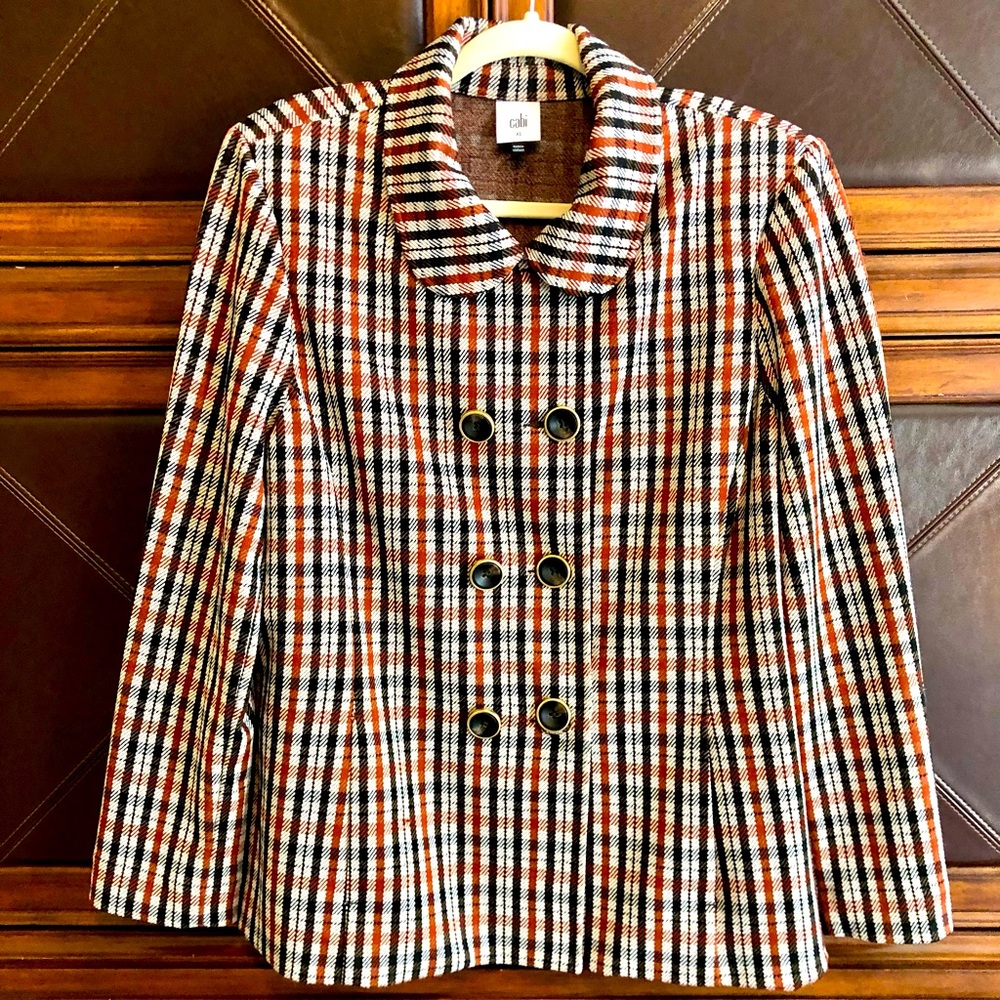 cabi Jazzy Jacket, XL, toffee plaid